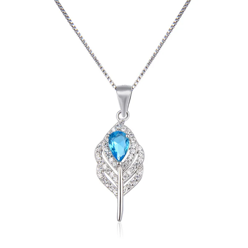 

CR jewelry creative Design Sense Of Clavicle Chain Korean S925 Sterling Silver Crystal Necklace Women's Leaf Gorgeous Pendant