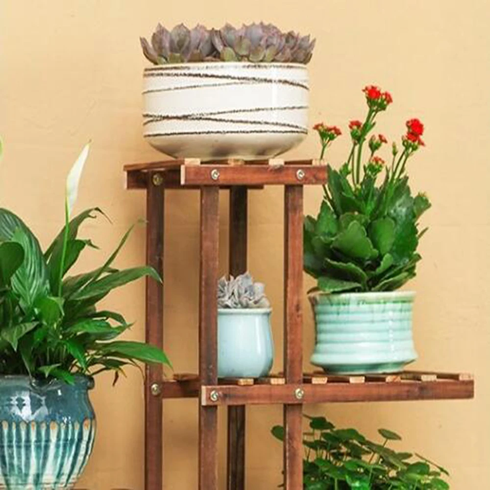 Деревянная стойка для цветов подставка растений много бонсай полка двора сада