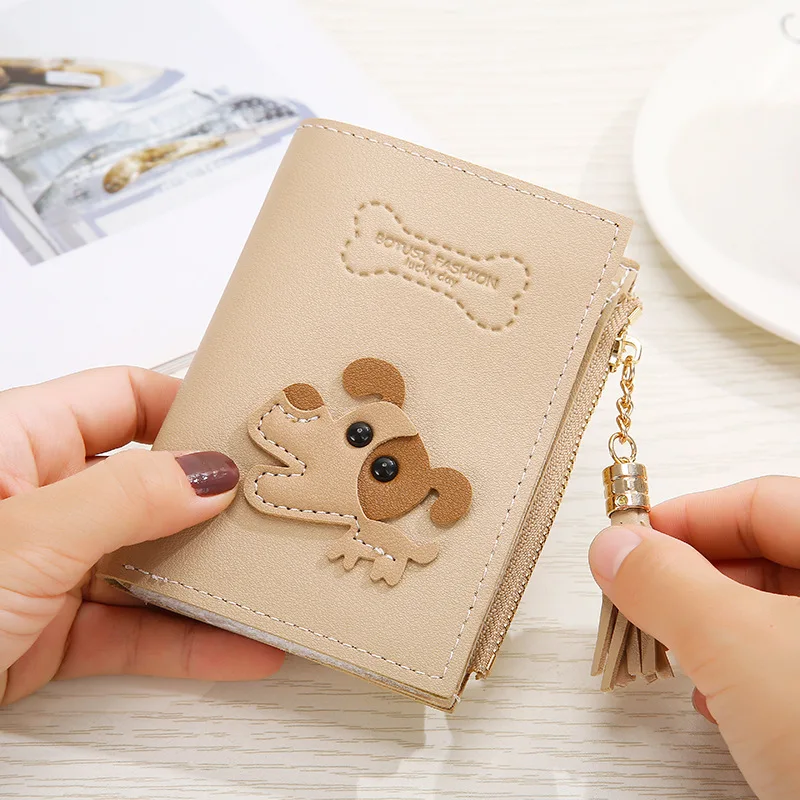 

Fashion New Dog Bone Decal Wallet Tassel Pendant Student Wallet Womens Wallets