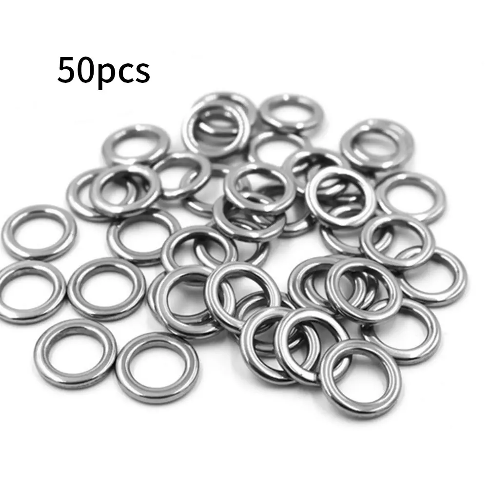 

50Pcs Fishing Rings Stainless Steel Split Rings Strengthen Solid Ring Lure Connecting Ring Fishing Accessories 4/5/6/7/8MM