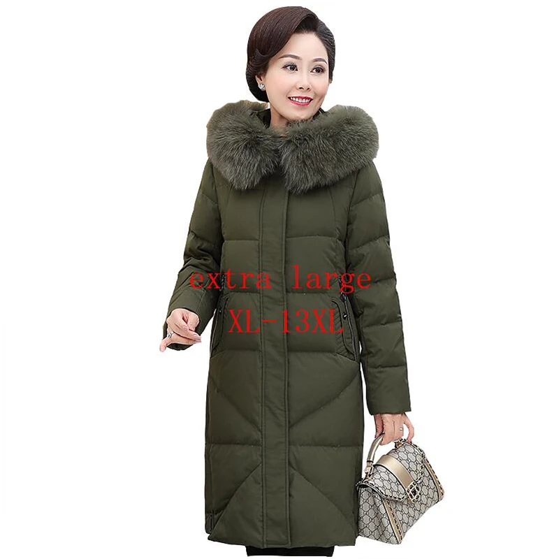

White Duck Down Jackets Plus Size13XL Down Jacket Women Winter Parkas Thicken Coat With Hood Women Extra White Duck Down Jackets
