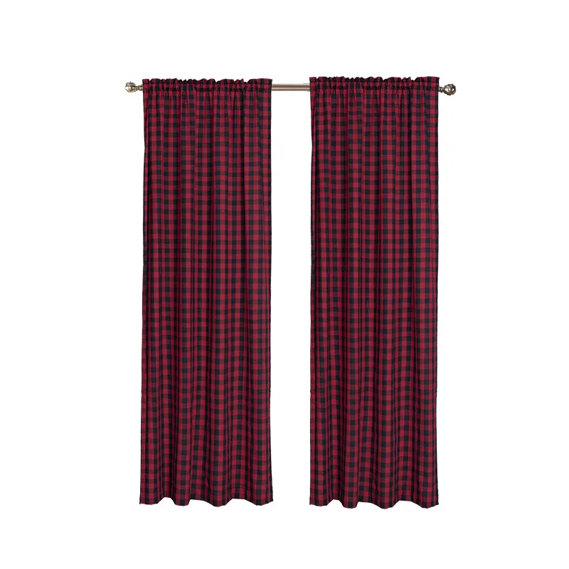 American Red Geometric Plaid Window Curtains Semi Shade Cloth Blackout Curtain for Bedroom and Living Room Christmas Decor | Дом и сад