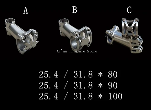 

Titanium TC4 Bicycle Stem 25.4mm / 31.8mm x 80mm / 90mm / 100mm High Quality Light for Road Bike & Moutain Bike