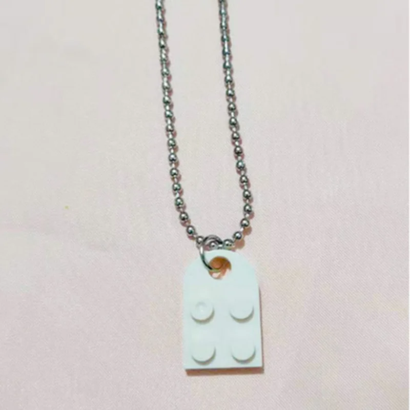 

2Pcs Cute Love Heart Brick Pendant Couples Necklace Friendship Women Men With Lego Elements Couple Valentines Gifts Dropship