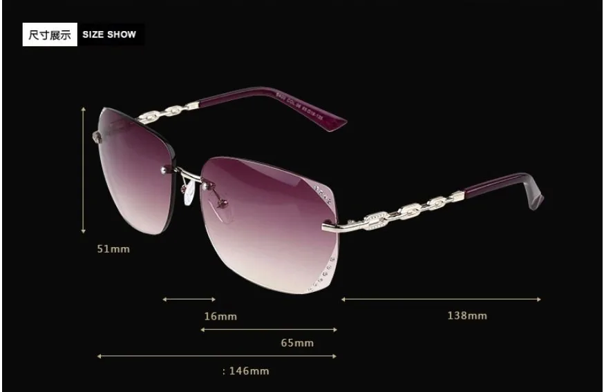 Женские квадратные солнцезащитные очки без оправы градиентные с отделкой