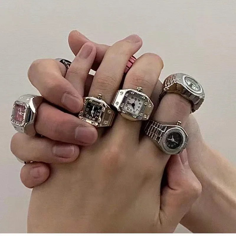Электронные часы простые модные в стиле панк кольцо дикая ниша пара наручных