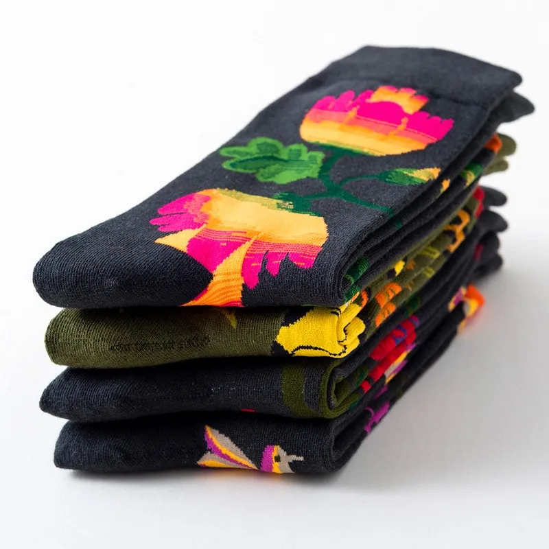 Женские хлопковые носки с рисунком собаки осьминога цветов растений | Женская