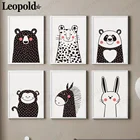 Животные из мультфильмов Панда Холст Картина черно-белый кролик постер настенное искусство скандинавский декор для детской комнаты аксессуары для дома