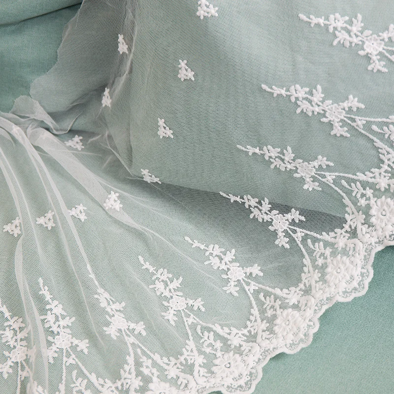42 см ширина 2 ярдов/партия белая кружевная ткань для шитья отделка материалы