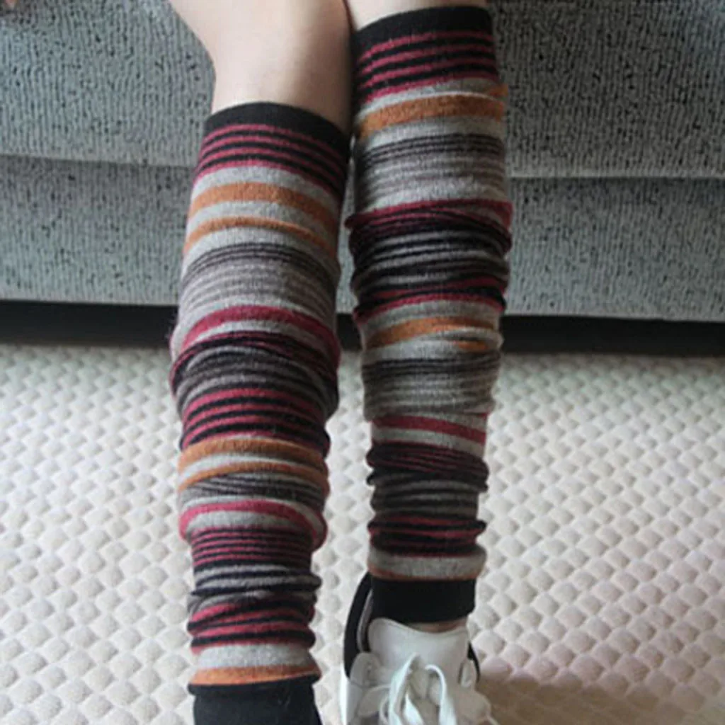 Зимние женские длинные носки скрученные Гольфы Новые гетры протектор крючком