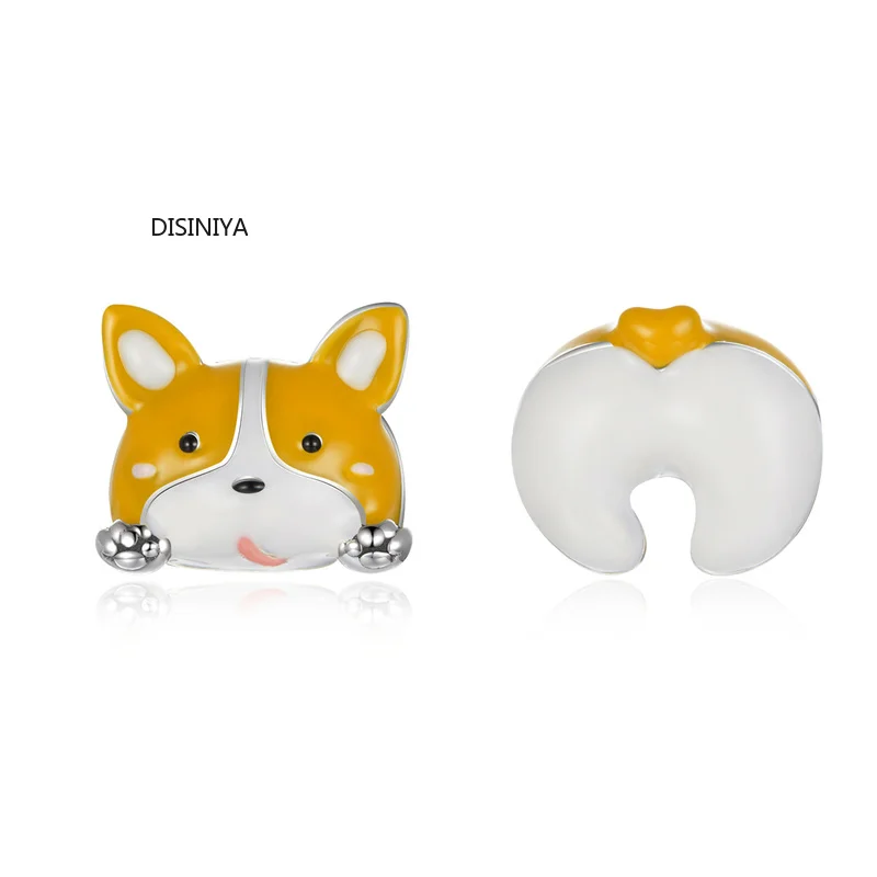 

Disiniya 925 Sterling Silver Interestcute Pet Funny Earrings Girl Enamel Asymmetric Hypoallergenic Earrings ESCE30957