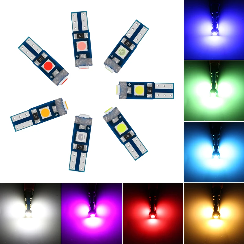 Светодиодная лампа Т5 3030 3smd W3W W1.2W Canbus 10 шт. светодиодные лампы для салона