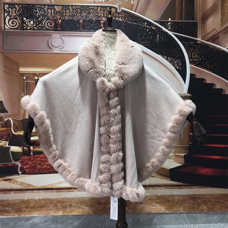 Модная однотонная накидка ручной работы из лисьего меха шаль для женщин зимнее