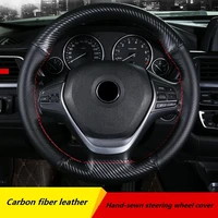 38 cm car steering wheel cover microfiber leather breathable non slip hand sewn with needlework car interior accessories