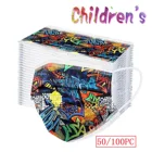 Маска одноразовая детская с принтом граффити, толстая дышащая, 3 слоя, 50100 шт.