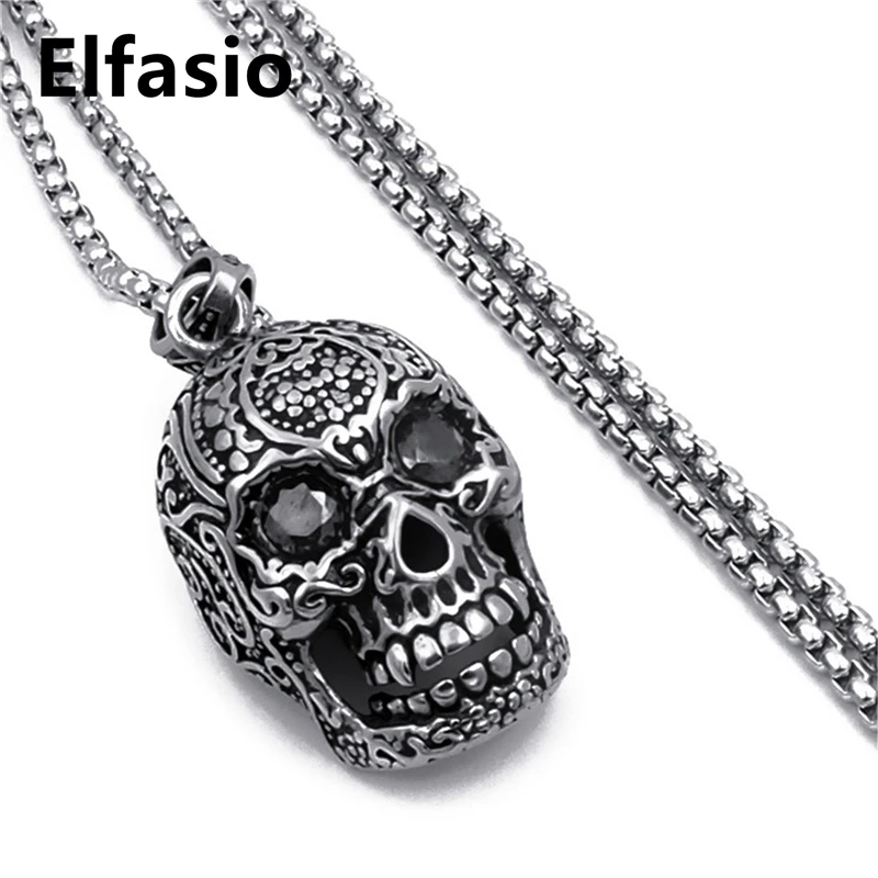 Цепочка с подвеской в виде черепа из нержавеющей стали 46 76 см|biker pendant|skull biker