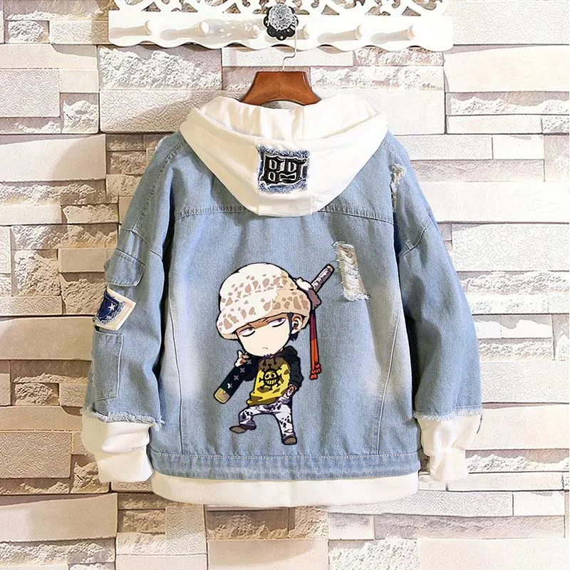 DIOCOS аниме одна деталь Луффи туз Trafalgar Law Косплей толстовки костюмы джинсовая куртка уличная Мужская и Женская Весенняя куртка - Цвет: H