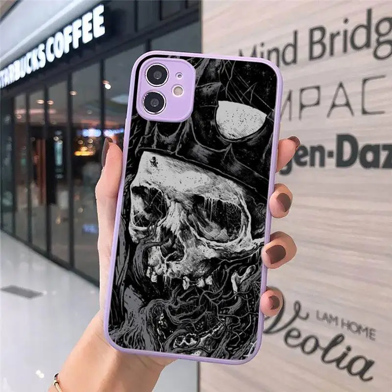 

Skeleton Horror pattern art Phone Case Matte transparent For Purple iPhone 12 Mini 11 Pro XR XS Max 7 8 Plus X Back Cover