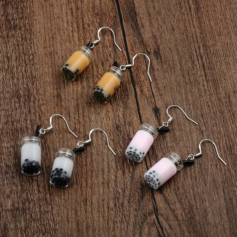 Забавные уникальные серьги капли BTWGL в виде Пузырькового чая полимерные Сережки