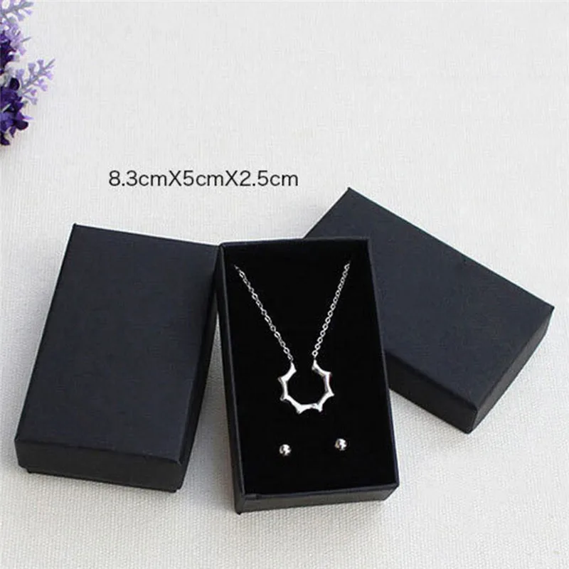 

2021 New 6 Sizes Brand Black Paper Packing Gift Boxes No Logo For Jewelry Bracelet Necklace Ring Earrings Packing Boxes