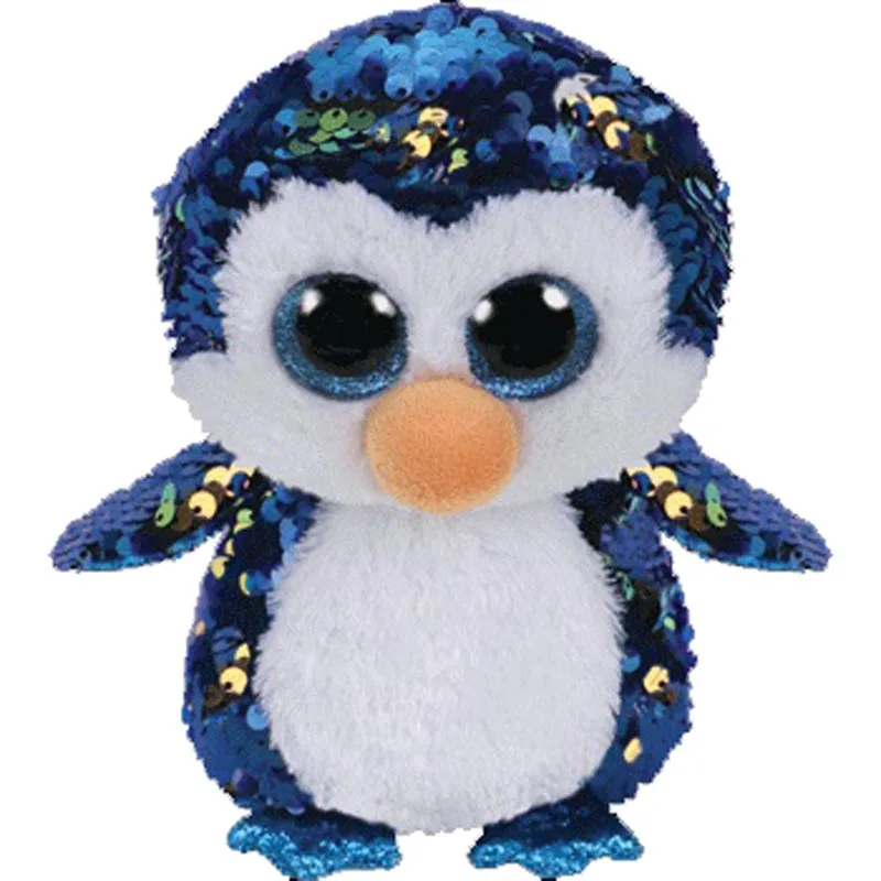 Penguin Ty плюшевый Кукла в виде животных с блестками мягкая плюшевая кошка сова лиса кролик Единорог Фламинго овечка Дракон Собака игрушечные Пингвины " 15 см - Цвет: Penguin