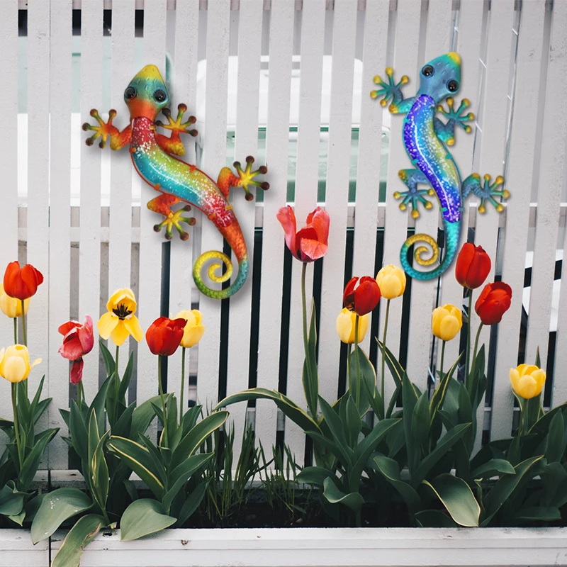 Металлическая Настенная картина Gecko со стеклом для украшения дома и сада