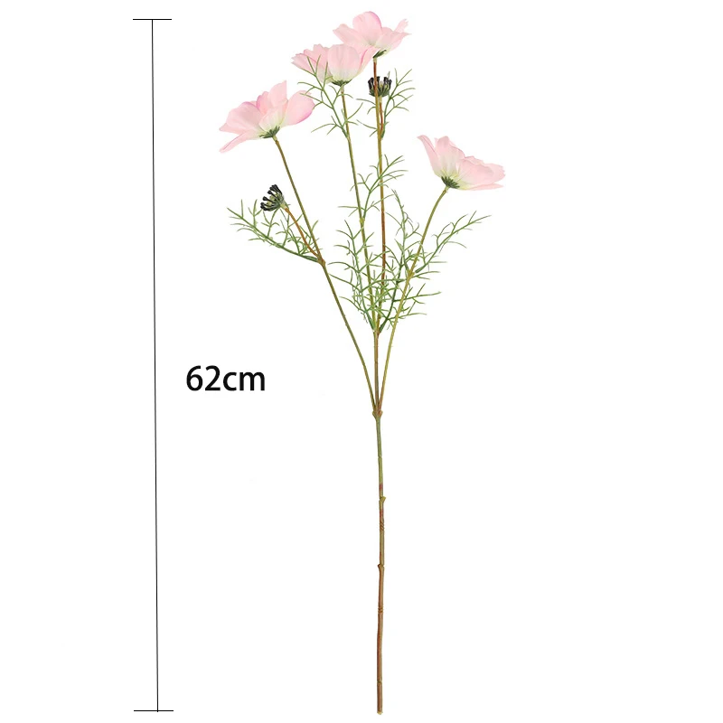Шелковые цветы с 6 головками 62 см белые Искусственные из космоса букет