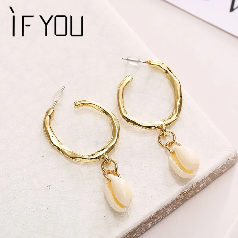 Если вы Морские сережки в виде ракушек для женщин позолоченный металл раковины