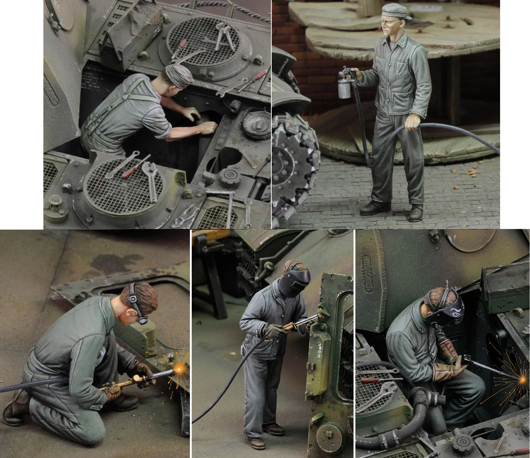 1/35 сборный Набор фигурок из смолы резервуар для ремонта танкеров (без резервуара)