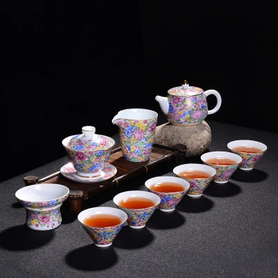 Цзиндэчжэнь керамические пастельные цветные чайные наборы сине белые