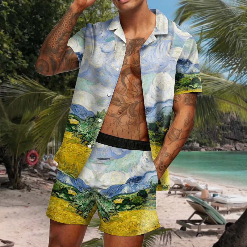 

Summer Men Shirt Short Sleeved Top Trendy Pants Man Unique 3D Shirt Youthful Beach Hip Hop Fun Style