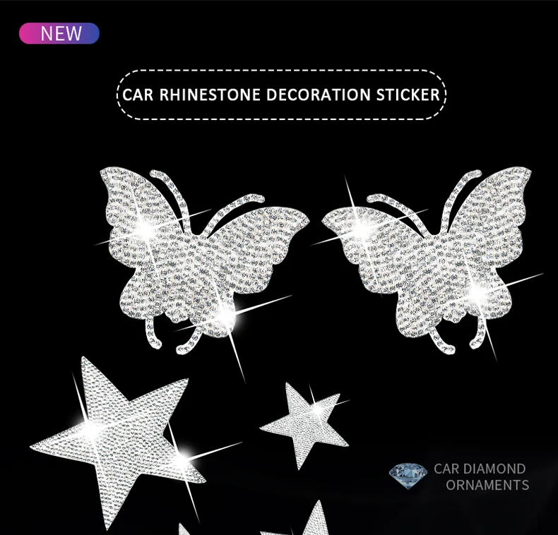 

New PVC Bling Car Decal Auto Body Decorative Car Stickers Car Decal Diamond Car Accessories for Woman Girls Car Stuff