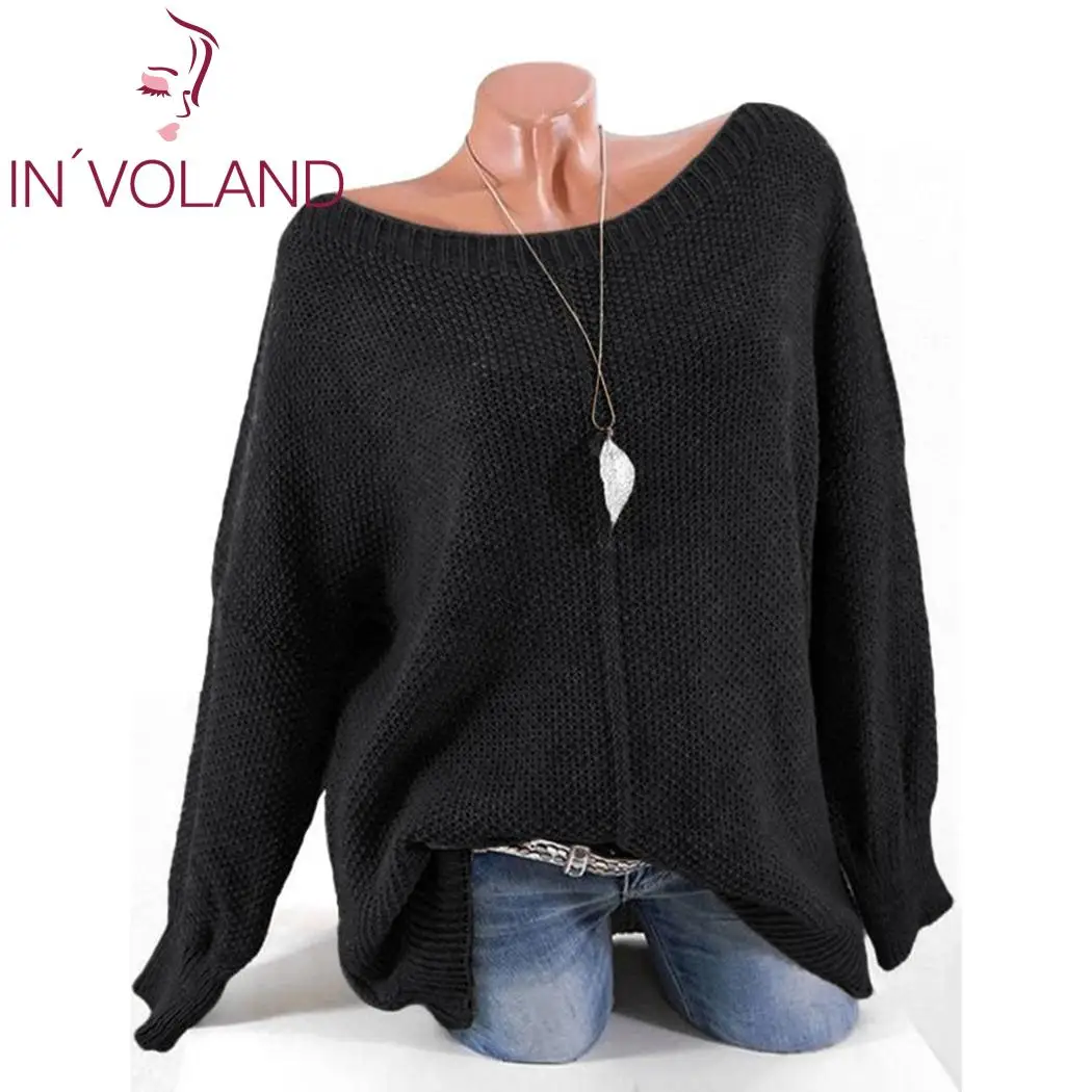 Женские Повседневные свитера размера плюс Осень-зима v-образный вырез длинный