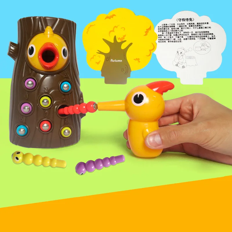 Развивающие игрушки с дятлами рост магнитный замок червячок для кормления