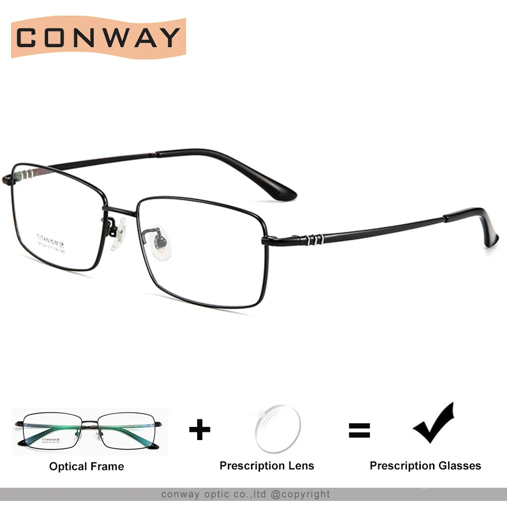 

Conway, чистый титановый рецепт, очки для мужчин, в деловом стиле, прямоугольные оптические очки для близорукости, астигмии, дальнозоркости