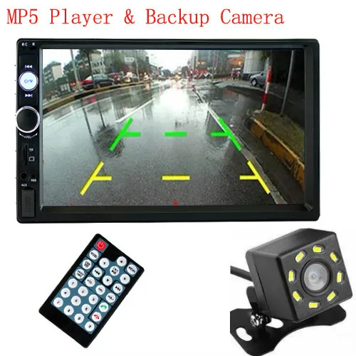 with8led camera 7010B Авторадио 4th " двойной 2 Din Автомобильный Радио Sterio MP5 плеер Android/IOS MirrorLink TF USB FM сабвуфер - Color: with8led camera