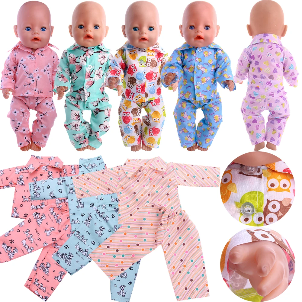 

Doll Clothes Handmade Pajamas Sleeping Accessories Top Pants Fit 18Inch American Doll,43cm New Reborn Baby Doll,Russian Toys DIY