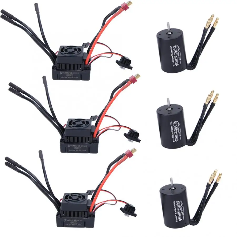 Детали RC Surpass Hobby 3650 бесщеточный двигатель + 60A ESC черный водонепроницаемый набор