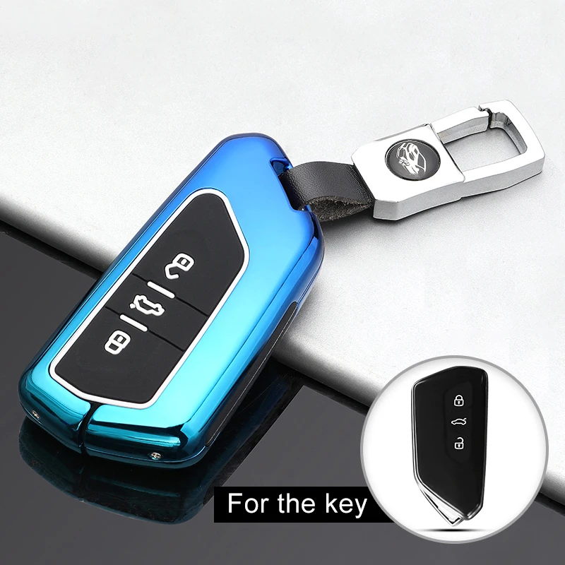 Car Key Case Cover For VW Volkswagen Golf 8 MK8 Passat CC For Skoda Octavia Seat Leon MK4 2020 2021 3 Button Key Accessories