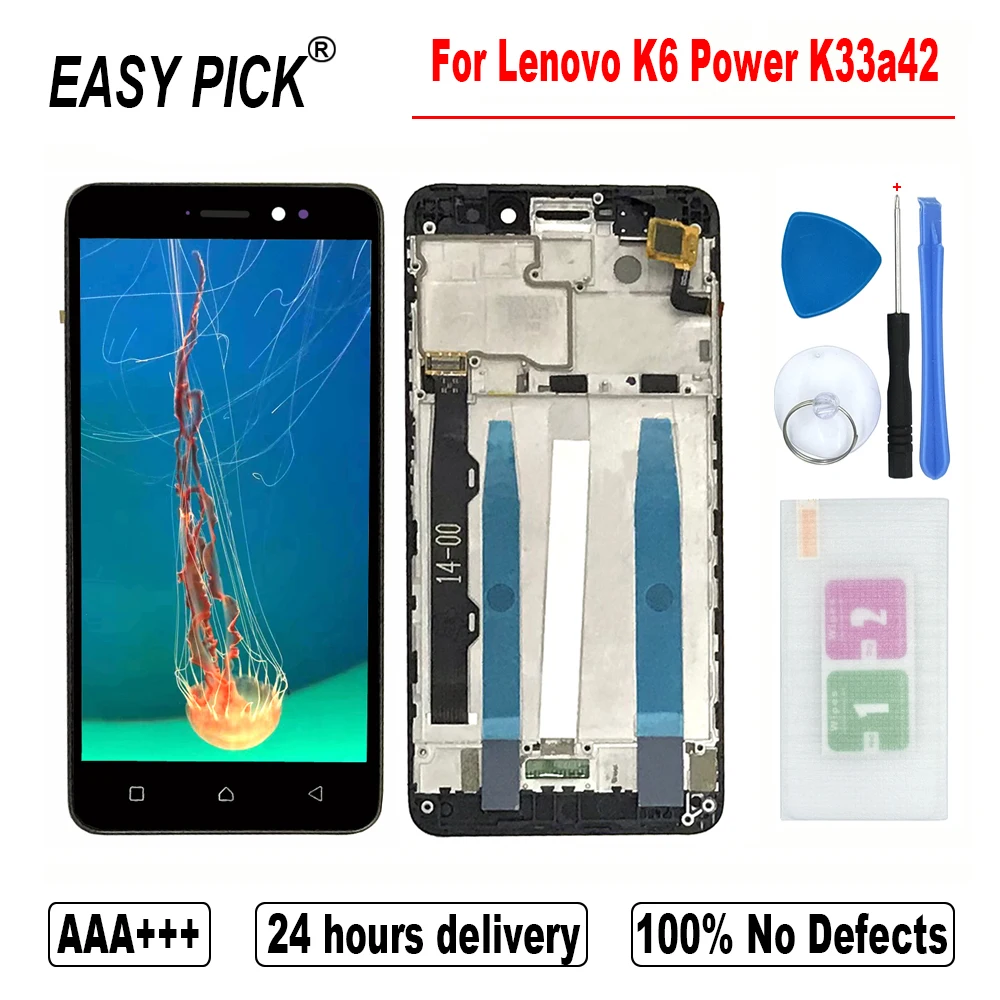 Для Lenovo K6 Power K33a42 ЖК-дисплей сенсорный экран дигитайзер сборка Замена с рамкой