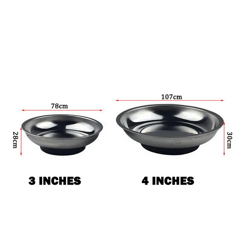 

Circle Stainless Steel Magnetic Parts Bowl Tool Tray Nuts Bolts Screws Part Tray Magnetic Parts Plate Silver