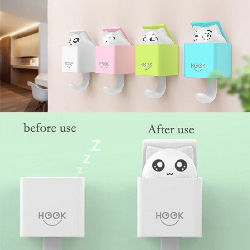 

1Pc Cute Cat Gravity Sensor Hook Creative Cute Cat Wall Hook Bathroom Towel Hook Can Be Used for Kitchen Wall Hook Keys Hanger