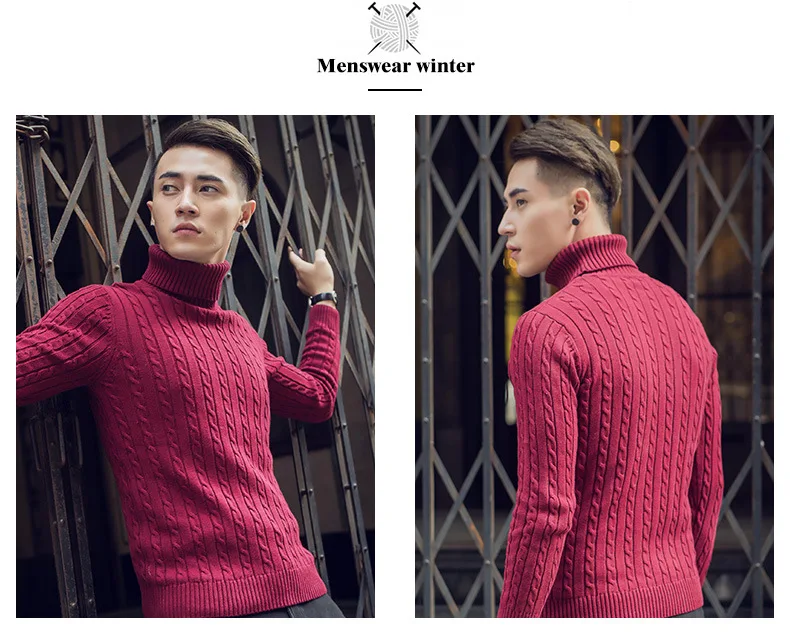 

2021 new fashion Men's Warm cotton Turtleneck Pullover Slim Fit Classic Knitted Winter spring autumn Sweater