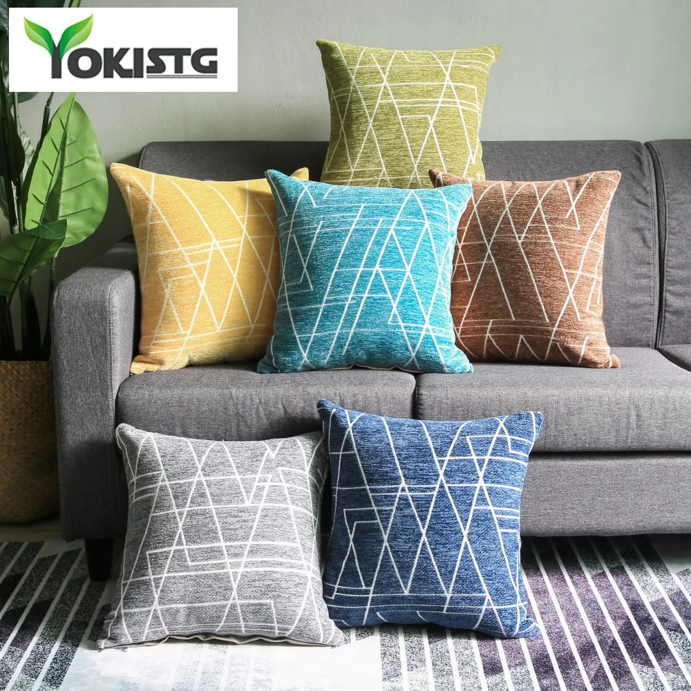 YokiSTG прочный геометрическими полосами дешевые наволочки мягкой шенили Наволочка