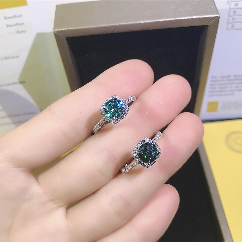 

1 Carat Green Moissanite Diamond Multi-function Ring for Women 925 Sterling Silver Fine Wedding Jewelry