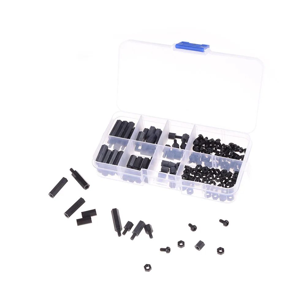 ZLinKJ Black Practical New M3 Nylon Hex M-F Spacers/ Screws/ Nuts Assorted Kit Stand-off Set | Обустройство дома