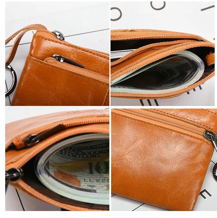 Женский держатель для карт из натуральной кожи кошелек на молнии с монетницей и