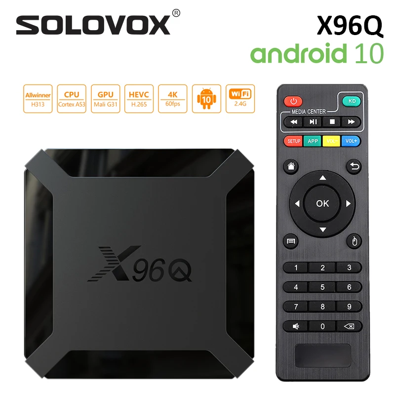 Приставка Смарт-ТВ SOLOVOX 2020 X96Q Android 10 2 + 16 ГБ 4 ядра Wi-Fi ГГц | Электроника