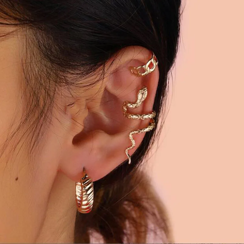 

Long Punk Styles Gold Crystals Snake Stud Earrings For Women Party Retro Stud Earrings Hip Hop Street Punk Jewelry Girl Gifts