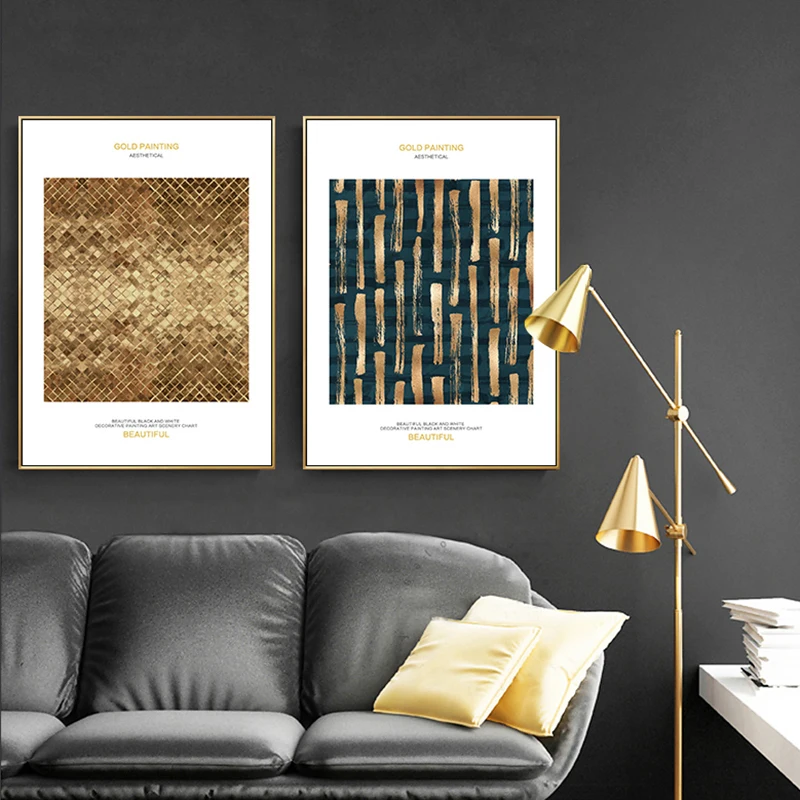 RELIABLI художественная абстрактная Золотая Картина на холсте для дома Настенная
